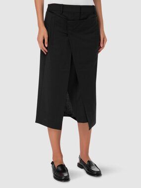 Tibi Black Tropical Wool Wrap Trouser Skirt